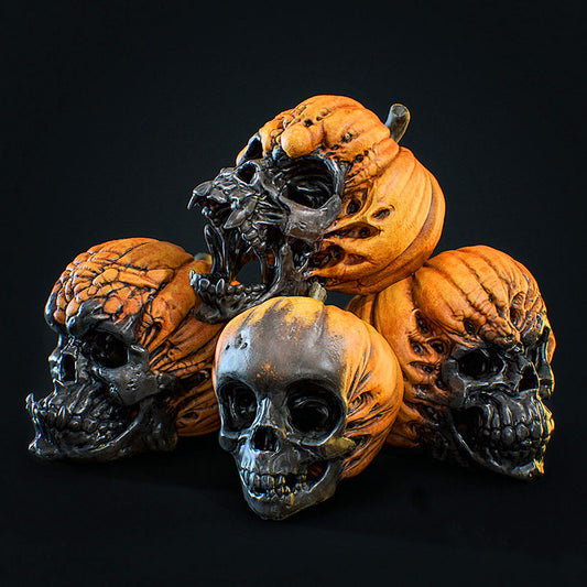 New Evil Pumpkin Skull Halloween Resin Ornament