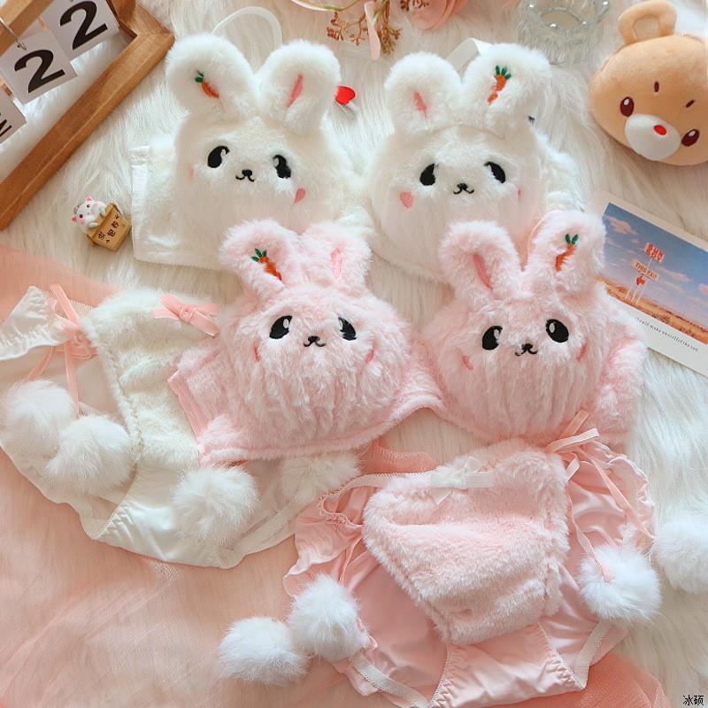 Moon Rabbit Girl Plush Bra Panties Set Kids DealSniper.net