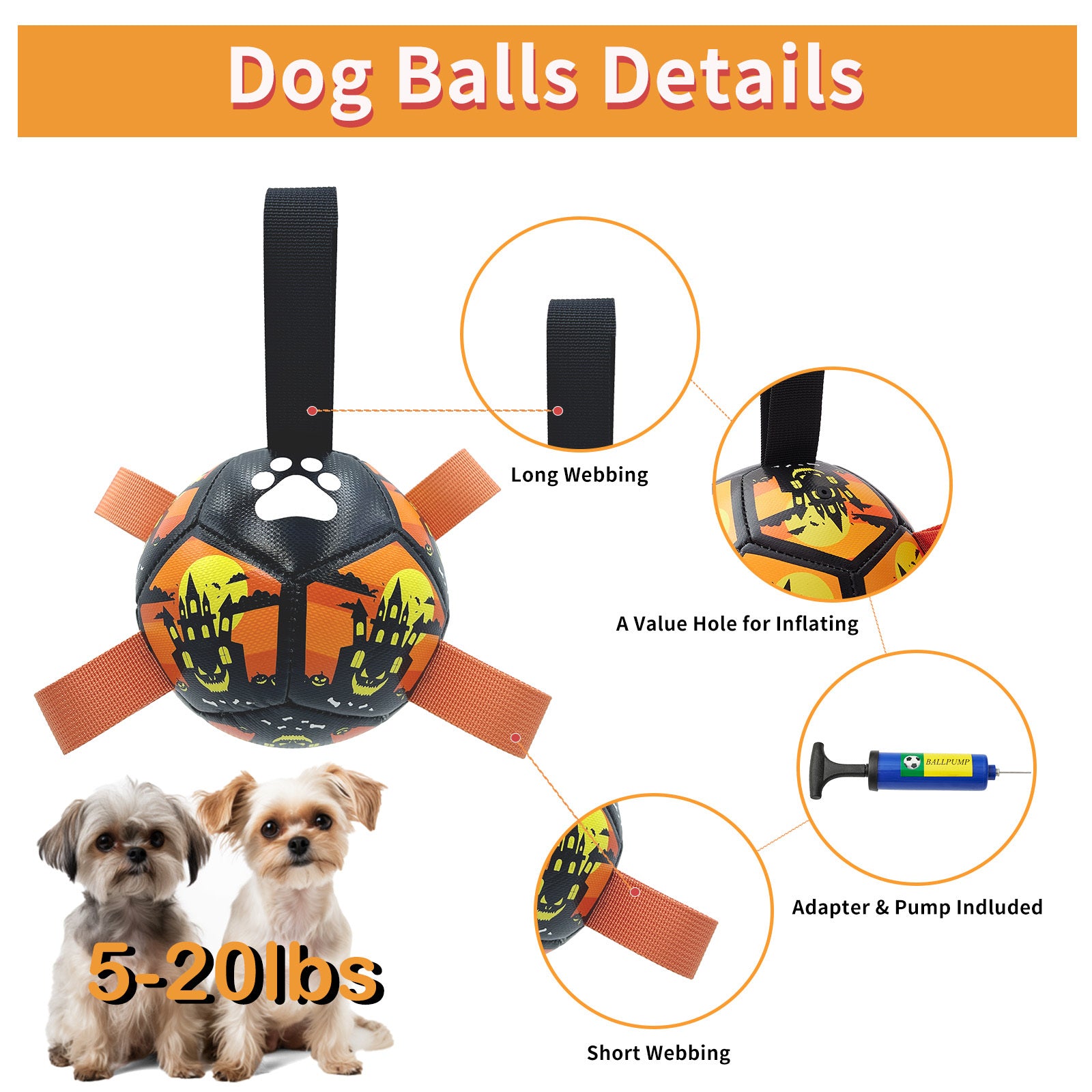 Interactive Dog Toys Dog Soccer Ball With Straps Pets dealsniper-net