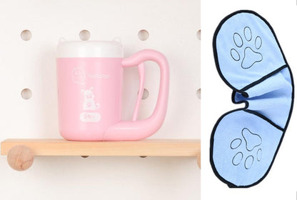 Pet Cat Dog Foot Clean Cup Cleaning Tool Silicone Pets Gym From House Pink and Light Blue M