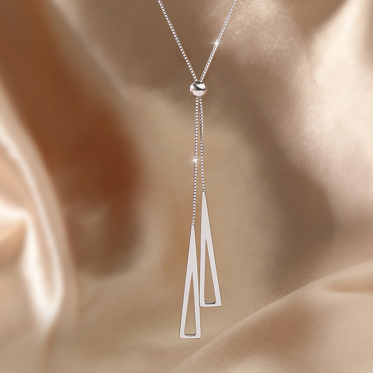Sterling Silver Geometric Triangle Necklace Jewelry Gifts Holidays dealsniper-net