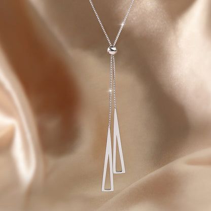 Sterling Silver Geometric Triangle Necklace Jewelry Gifts Holidays dealsniper-net