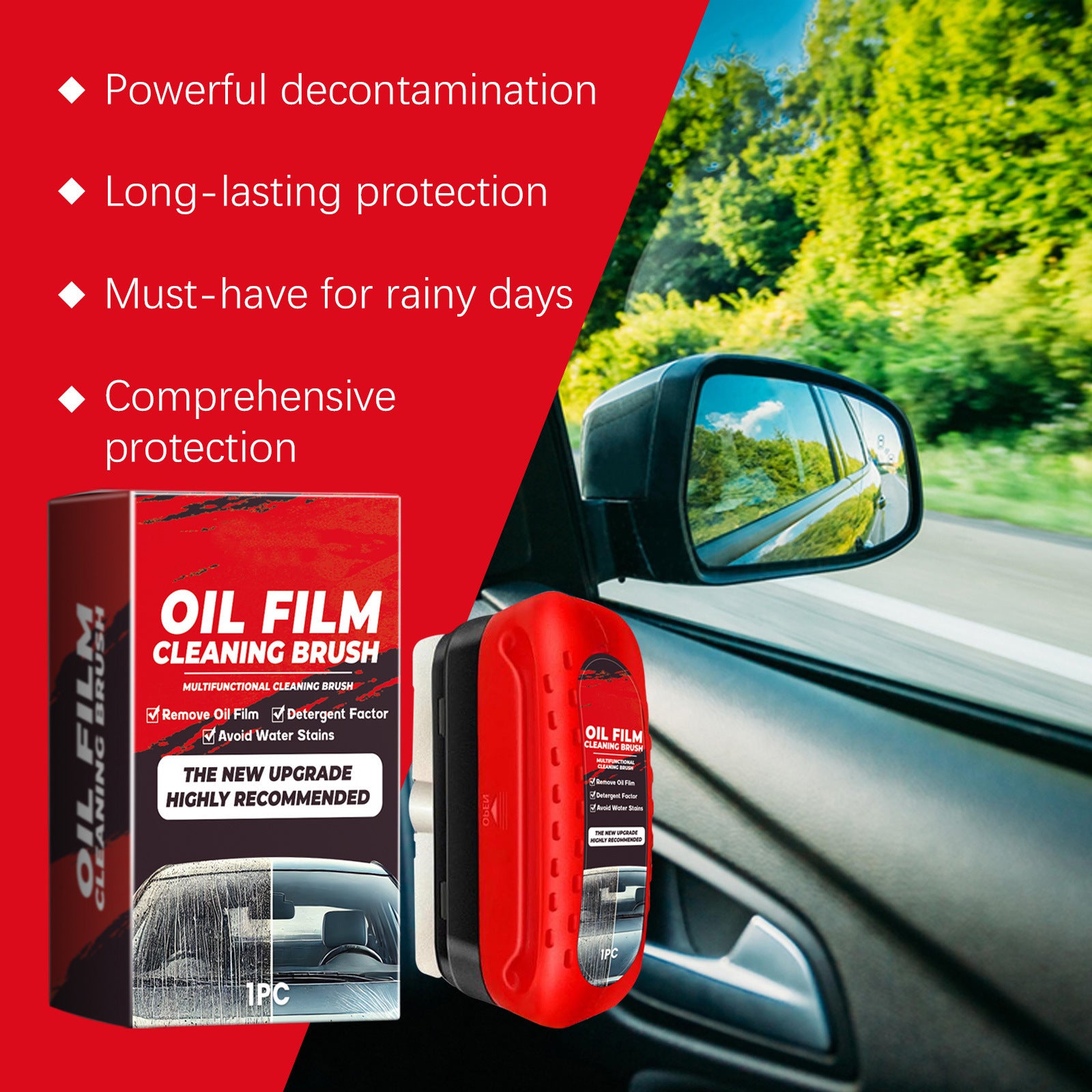 Automotive Oil Film Cleaning Brush, Windshield Cleaner Tool Vehicle Gym From House
