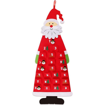 Advent Calendar Fabric Christmas Hanging Pendant Santa Claus Holidays dealsniper-net Red