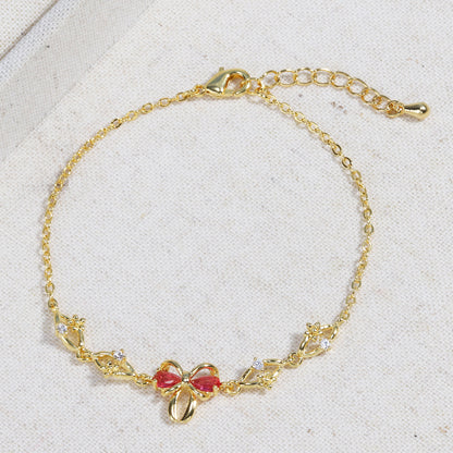 Sweet Bow Heart Rhinestone Bracelet Y2K Ins Fashion Jewelry dealsniper-net Style 5 Gold