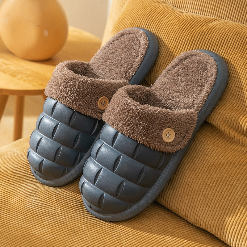 Plaid Slippers EVA Detachable Slippers Cozy Nonslip Warm Plush Shoes Winter House Shoes For Women Women dealsniper-net Grey 40to41