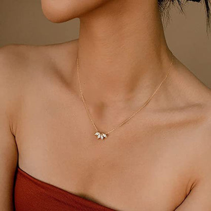 Fashion Jewelry Minimalist Shining Flower Petal Necklace Jewelry dealsniper-net