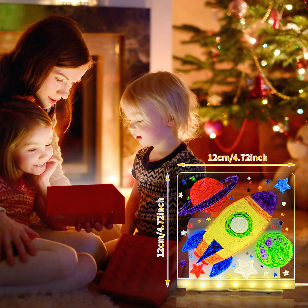 LED Acrylic Drawing Board DIY Erasable Luminous Writing Boards House Gym From House 12x12cm
