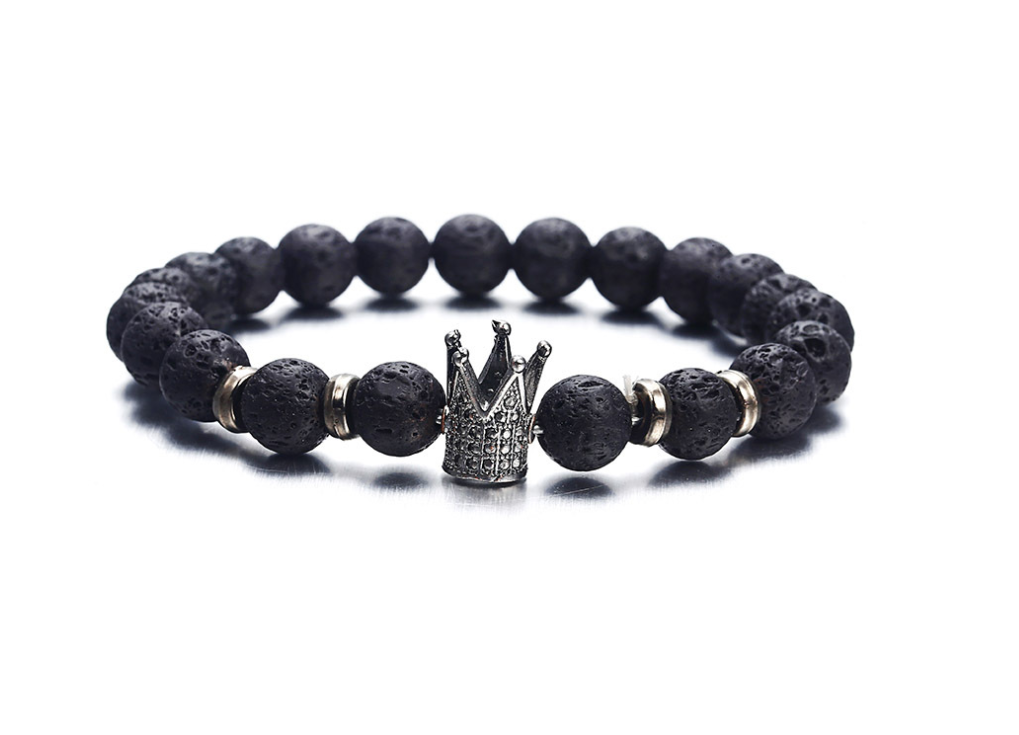 European and American fashion micro inlaid zircon crown bracelet volcanic stone acrylic bracelet Jewelry dealsniper-net Black