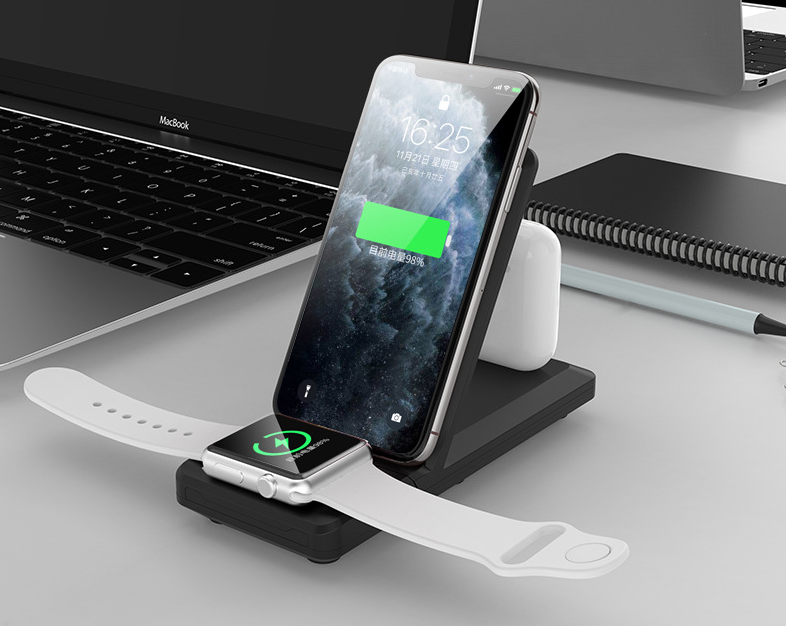 Folding three-in-one multifunctional wireless charger Phones DealSniper.net Black