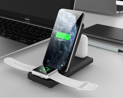 Folding three-in-one multifunctional wireless charger Phones DealSniper.net Black