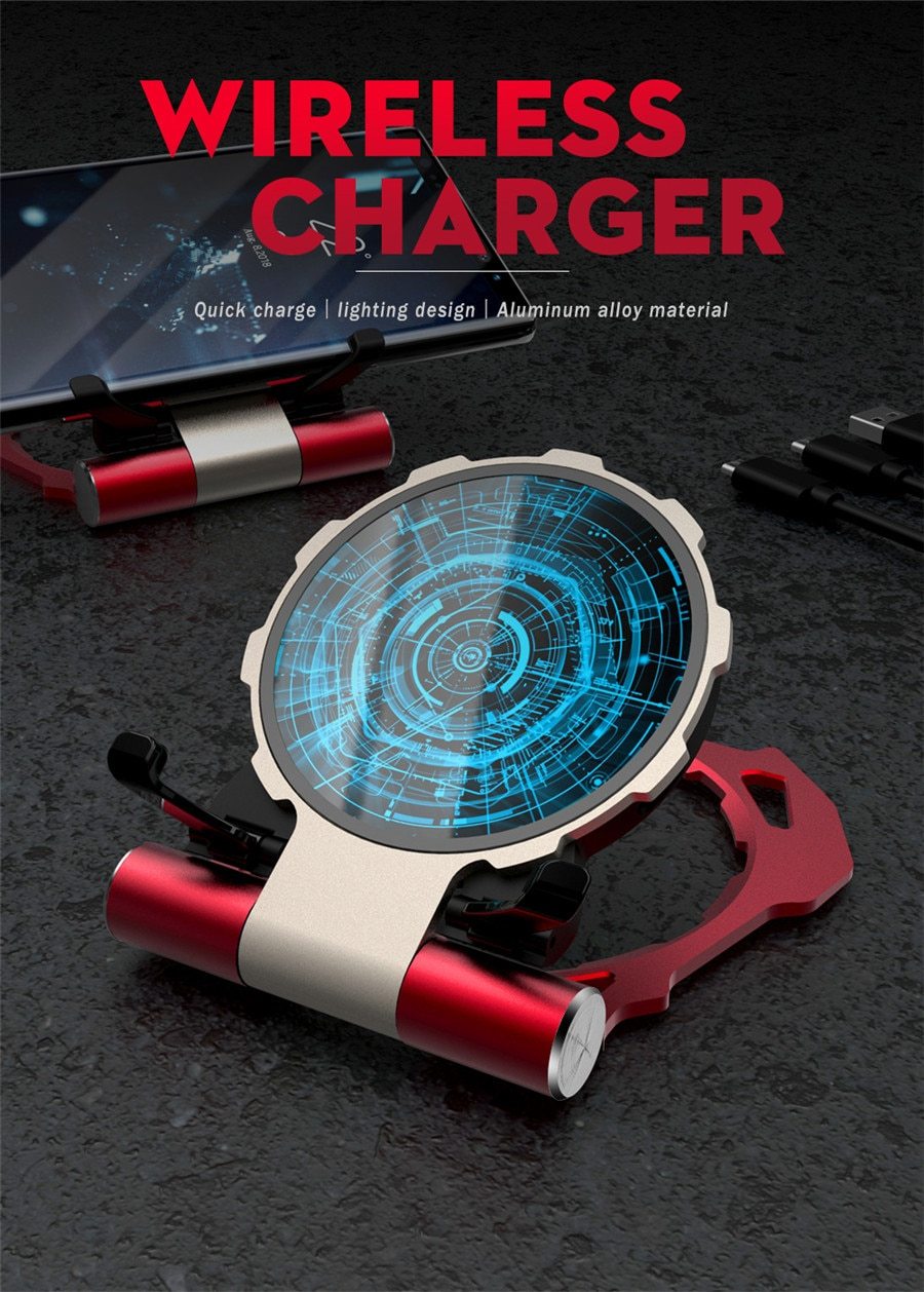 Iron Man Metal QI Wireless Charger Stand Desktop Mobile Phone Charger Electronics DealSniper.net