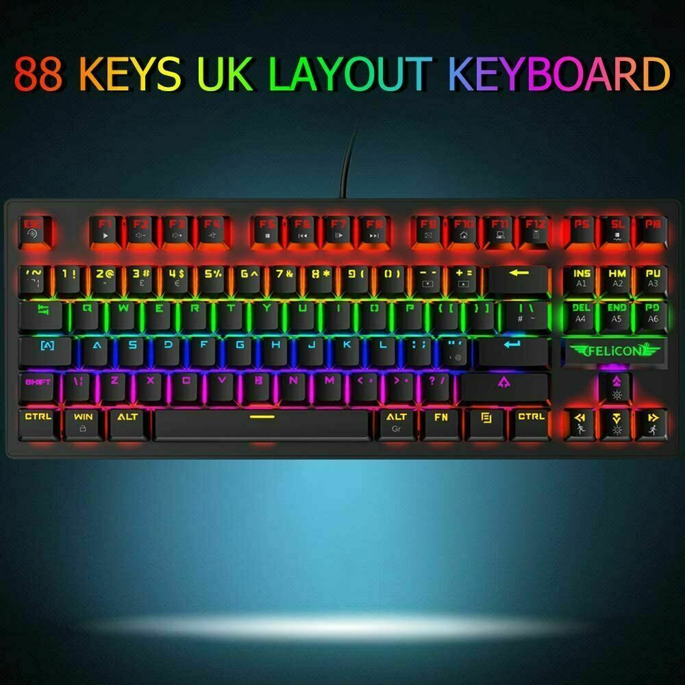 60Percent Mechanical Gaming Keyboard Type C LED Backlit Wired 88 Key For PC Laptop MAC Gadgets dealsniper-net