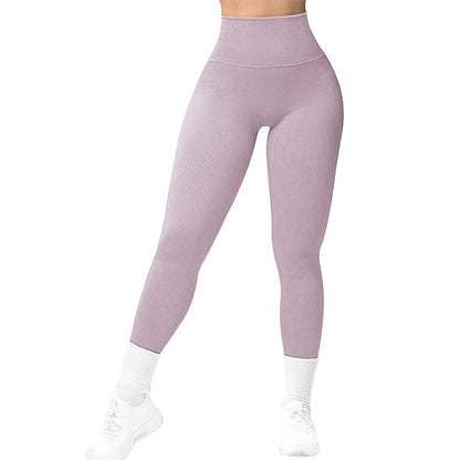 High Waist Seamless Leggings Threaded Knitted Fitness Pants Women dealsniper-net