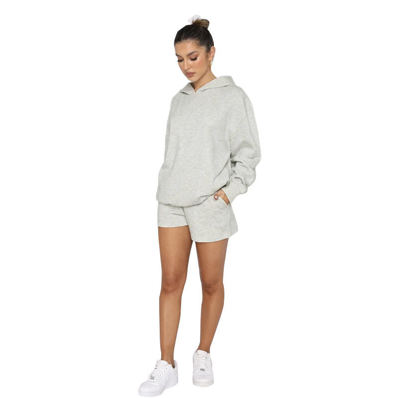Solid Color Pullover Hooded Long Sleeves Sweater For Women Women DealSniper.net Flower Gray L