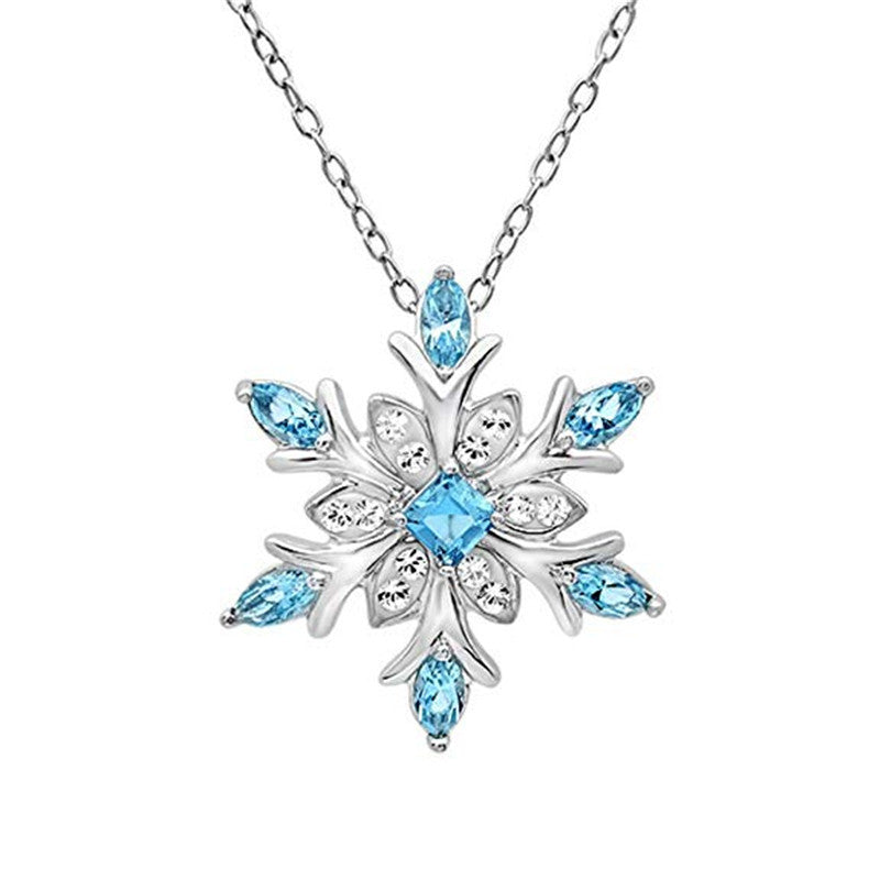 Zircon Christmas Snowflake Necklace Jewelry dealsniper-net Blue