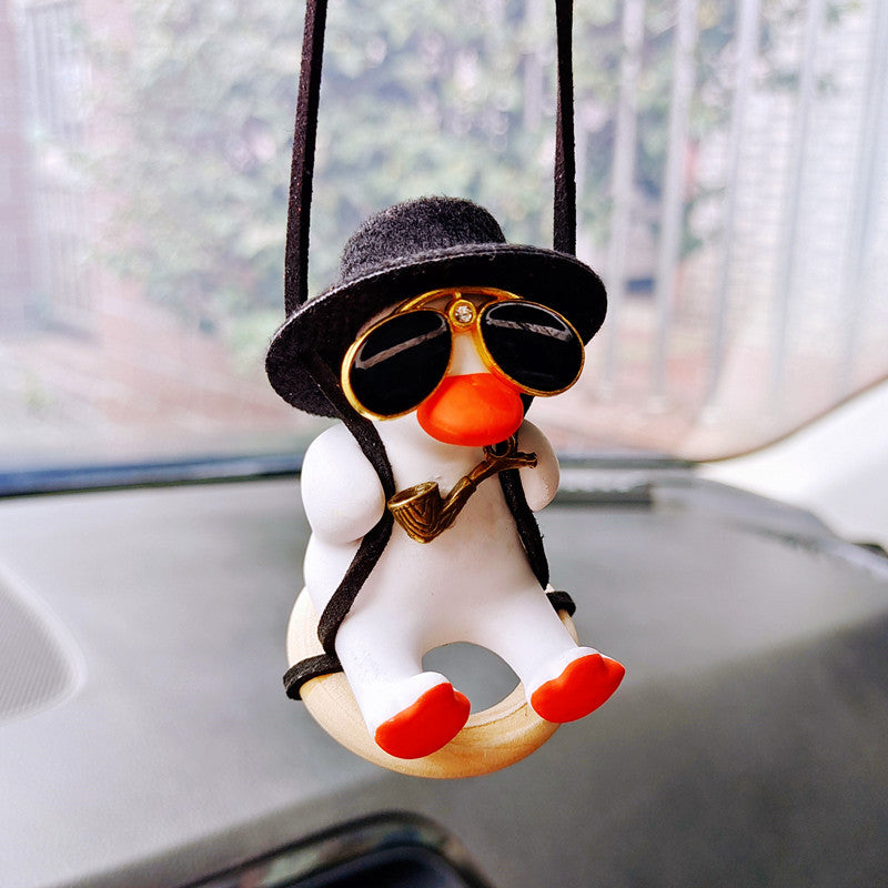 Pistol Cowboy Duck Car Rearview Mirror Pendant Decoration Vehicle Gym From House Pipe Duck Black Hat