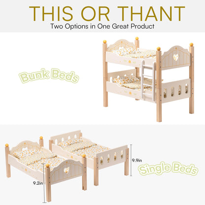 Doll Bunk Beds Cradle For 18 Inch Dolls Wooden Baby Doll