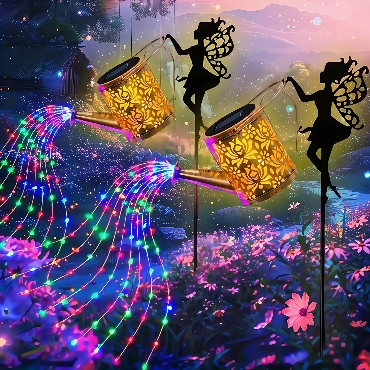 2PCS Solar Garden Decorative Lamp Outdoor Landscape Lamp Outdoor Gym From House 2PCS Warm colors
