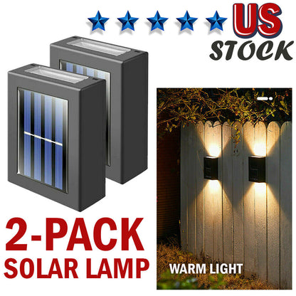 2 Pack New Solar Deck Lights Outdoor Waterproof LED Steps Lamps For Stairs Fence Home dealsniper-net