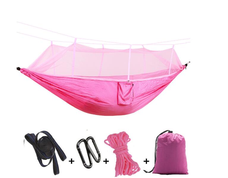 Outdoor Parachute Cloth Hammock Couble with Mosquito Net Light