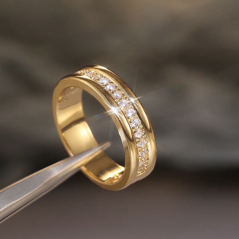 Simple Golden Sliver Rhinestones Ring Fashion Jewelry Gym From House