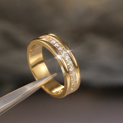 Simple Golden Sliver Rhinestones Ring Fashion Jewelry Gym From House