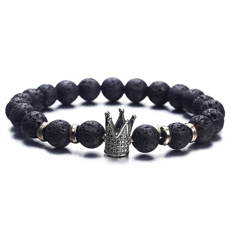 European and American fashion micro inlaid zircon crown bracelet volcanic stone acrylic bracelet Jewelry dealsniper-net