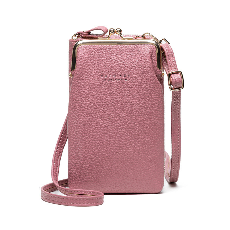 Fashion Lychee Pattern Solid Color Diagonal Shoulder Bag Women dealsniper-net Light Purple