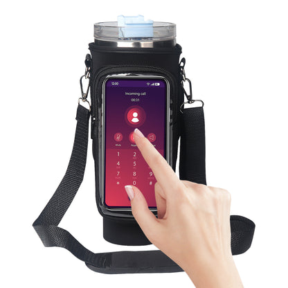Cup Cover Transparent Touch Screen Neoprene kitchen Kitchen Gym From House Black Metal Buckle