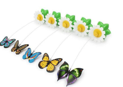 Electric Automatic Rotating Flower Pet Products Pets DealSniper.net black butterfly
