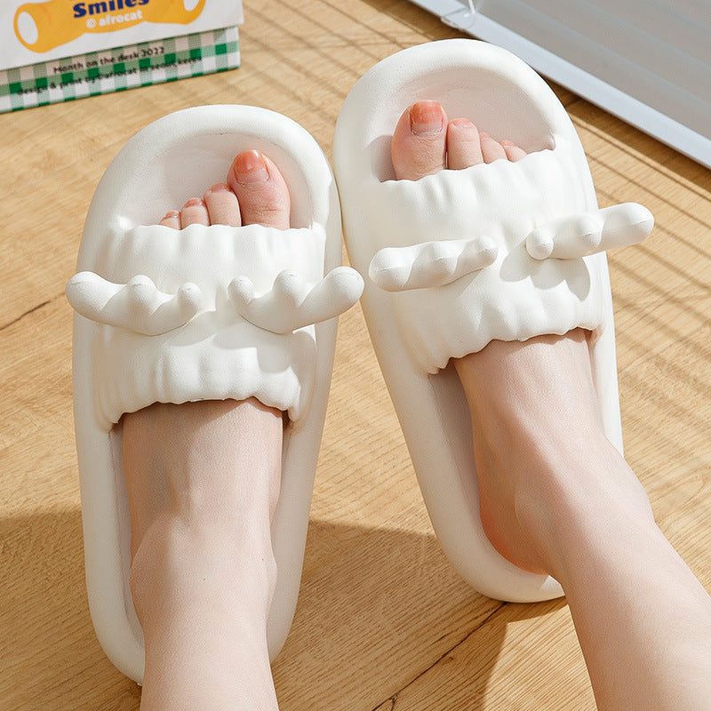 Cute Deer Horn Slippers Summer Women's House Shoes Non-slip Bathroom Slipper Women dealsniper-net