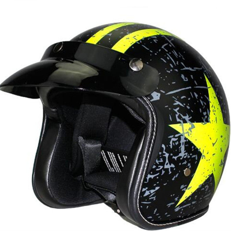 Retro Men's And Women's All-season Electric Vehicle Helmet Vehicle dealsniper-net Black yellow 2XL