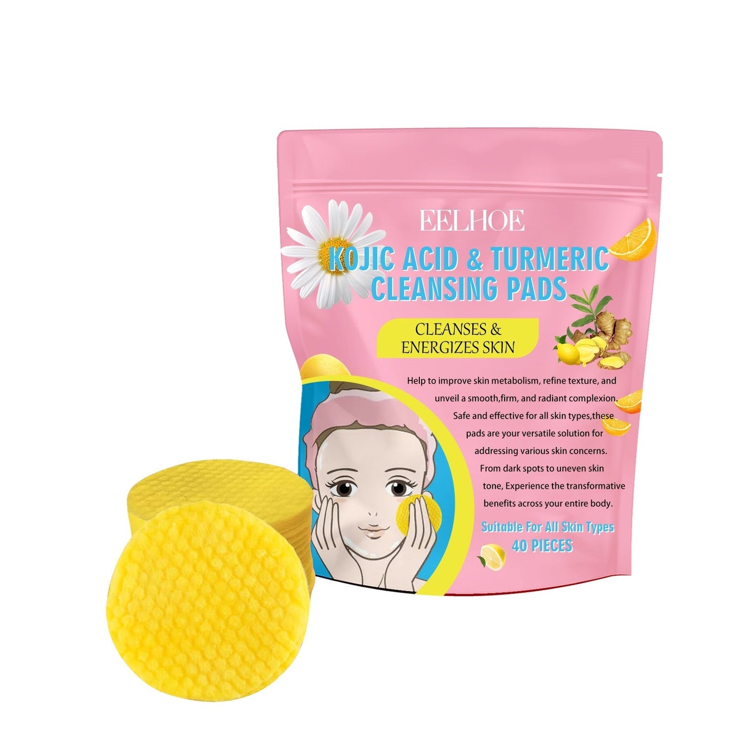 Kojic Acid Turmeric Cleansing Pads Beauty Hot-sale Beauty DealSniper.net Cleansing pad 1PCS