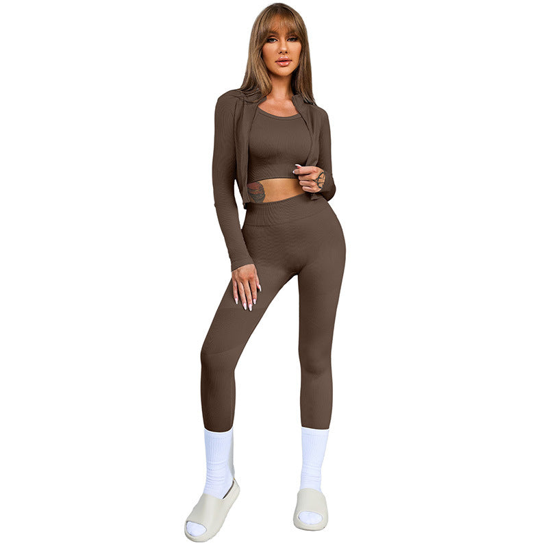 New Solid Color Sleeveless Sports Suit Women Women Gym From House LC2611507 Brown L