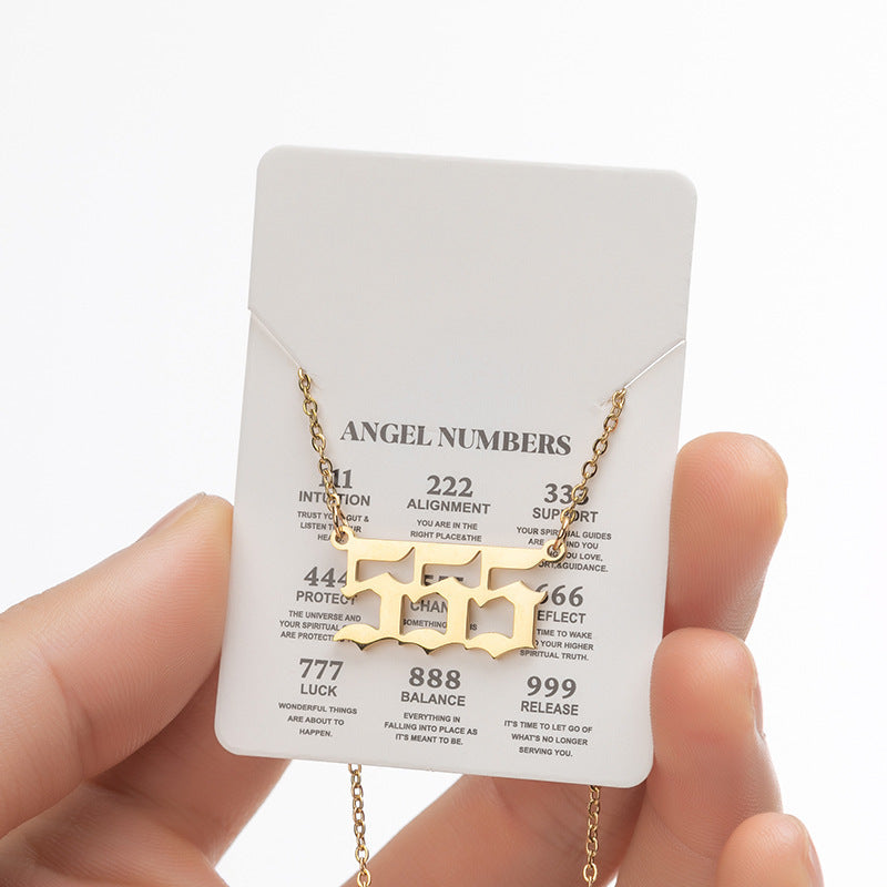 Women's New Angel Lucky Digital Pendant Necklace Jewelry dealsniper-net Body Gold Number5