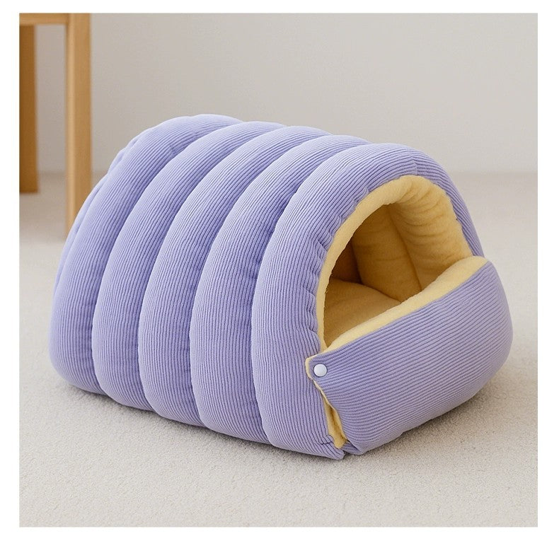 Removable And Washable Closed Cat House Winter Warm Pet Sleeping Nest Pets Gym From House Large Size Light Purple