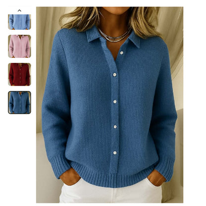 Casual Fashion Button Knitted Lapel Sweater For Women Women Gym From House
