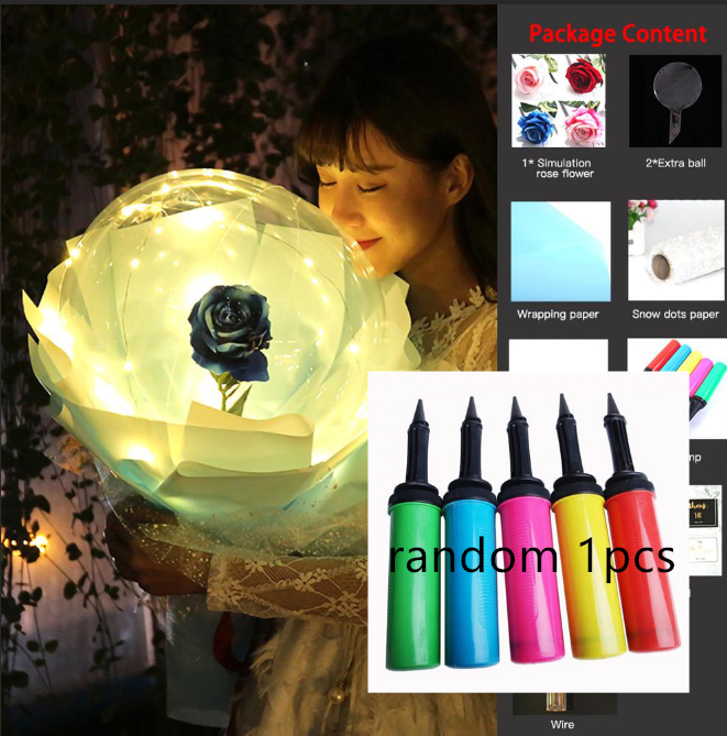 LED Luminous Balloon Rose Bouquet Transparent Bobo Ball Rose Deals dealsniper-net Blue And pump