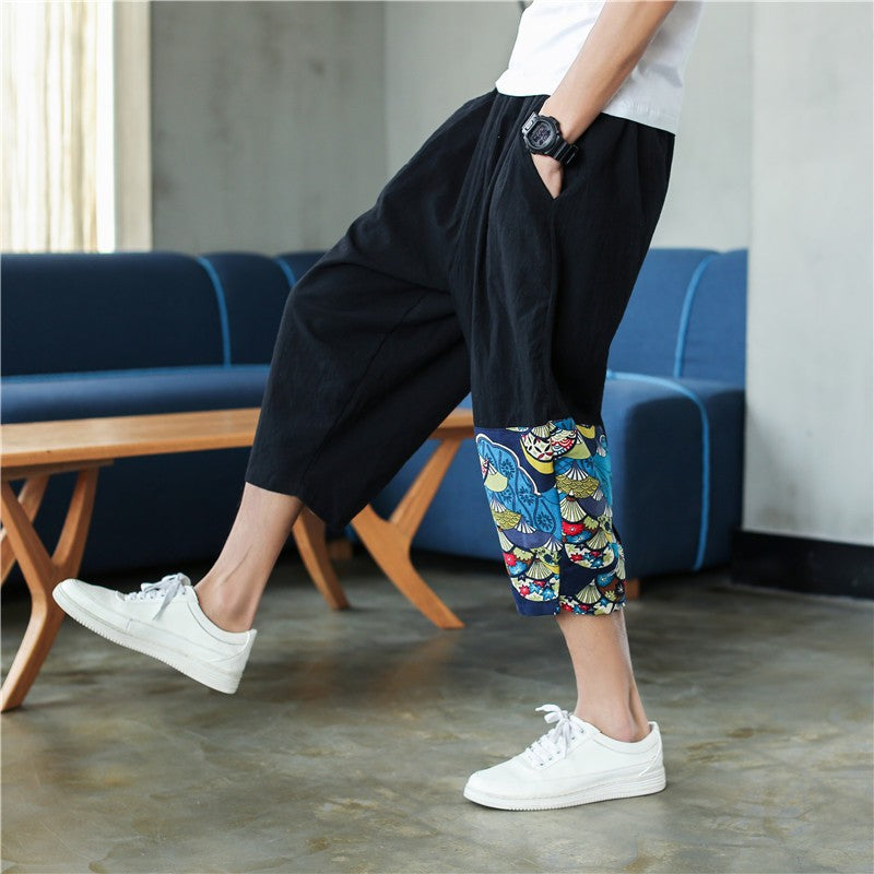 Sinicism Shop Mens Cotton Linen Harem Pants Male