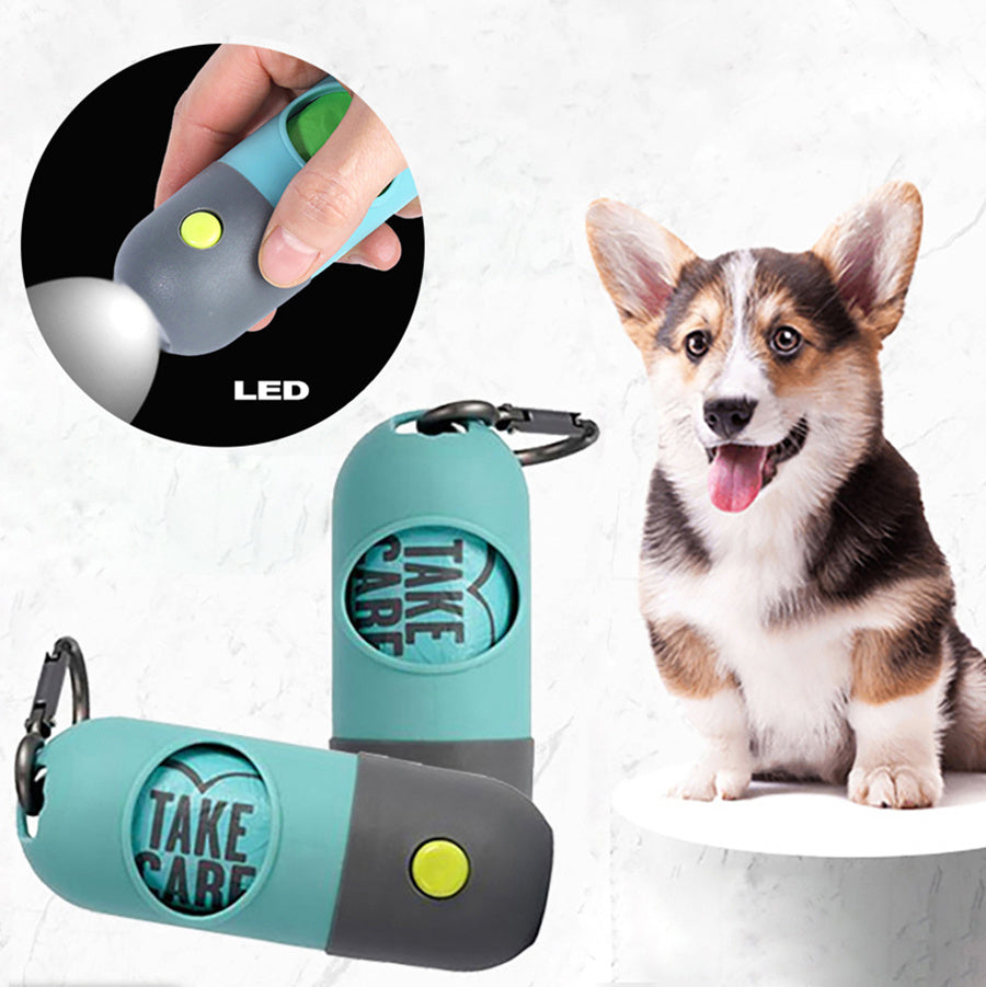 LED Pet Waste Bag Dispenser With Light Capsule Dog Toilet