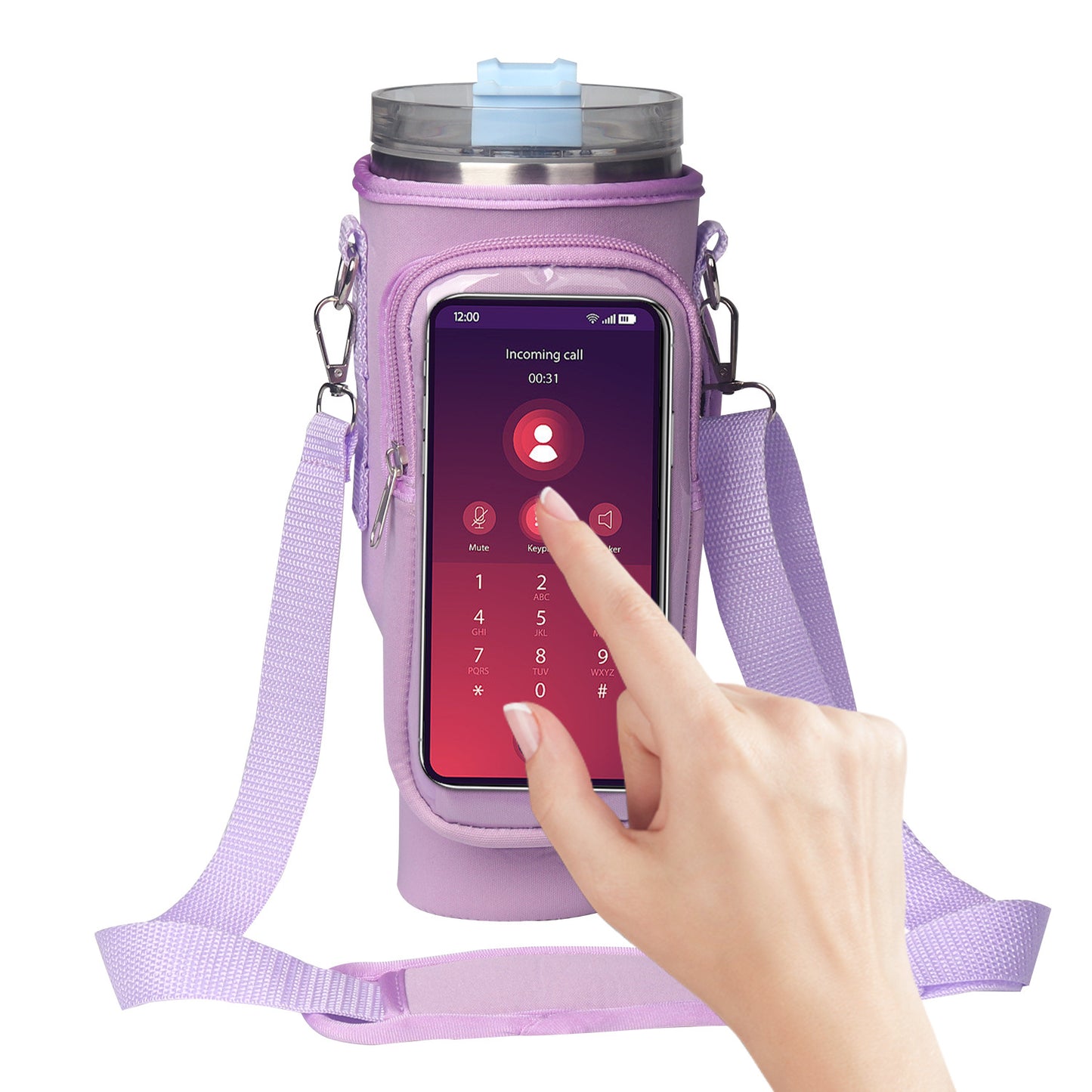 Cup Cover Transparent Touch Screen Neoprene kitchen Kitchen Gym From House Purple Metal Buckle