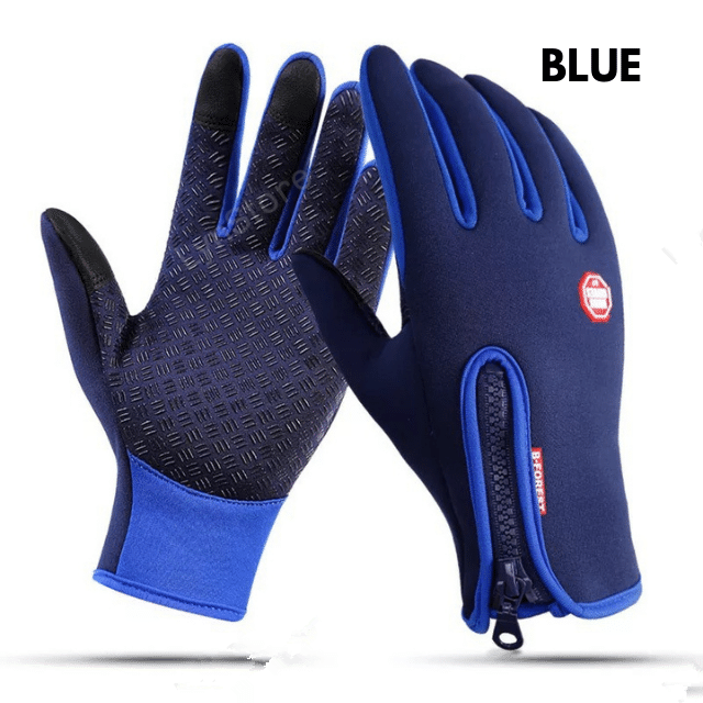 Winter Gloves Touch Screen Riding Motorcycle Sliding Waterproof Sports Gloves With Fleece Men dealsniper-net Blue L