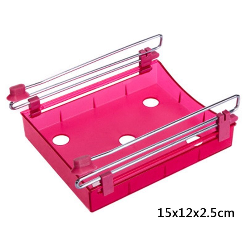 Hanging Plastic Refrigerator Clapboard Storage Rack Kitchen Supplies Kitchen dealsniper-net Rose red 3 1