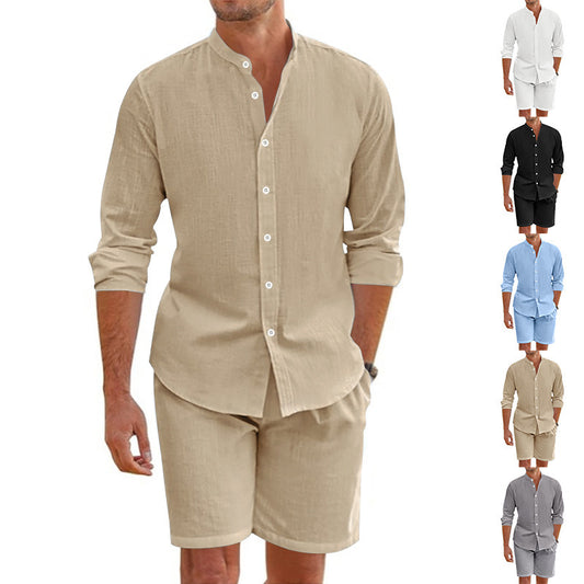 Summer Short Shirt Suit Fashion Lapel Button Down Short Sleeve