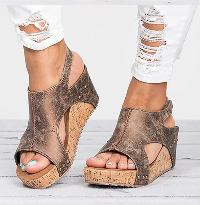 Fashion Women Platform Sandals Peep Toe Spartan Sandals Women Summer Wedges High Heel Shoes Women dealsniper-net Brown 41