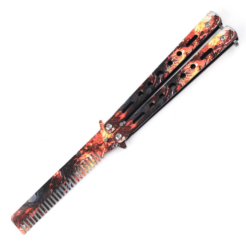 Unopened Blade 3D Butterfly Practice Knife Comb