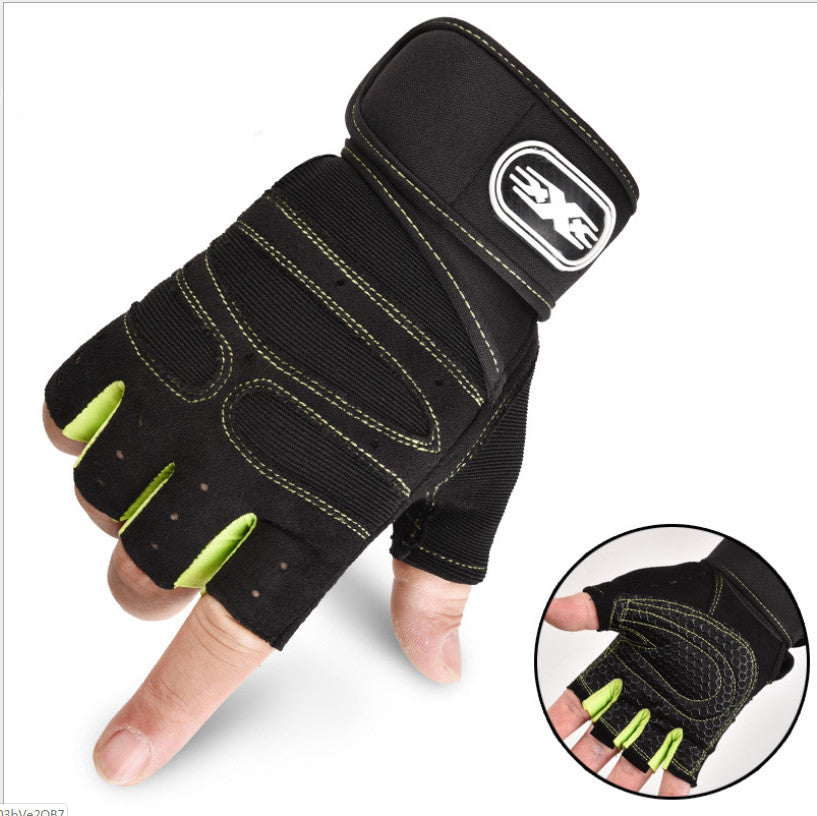 Cycling Gloves Half Finger Breathable Elastic Outdoor Bike Bicycle Riding Fitness Glove Accessories Men DealSniper.net Dark green L