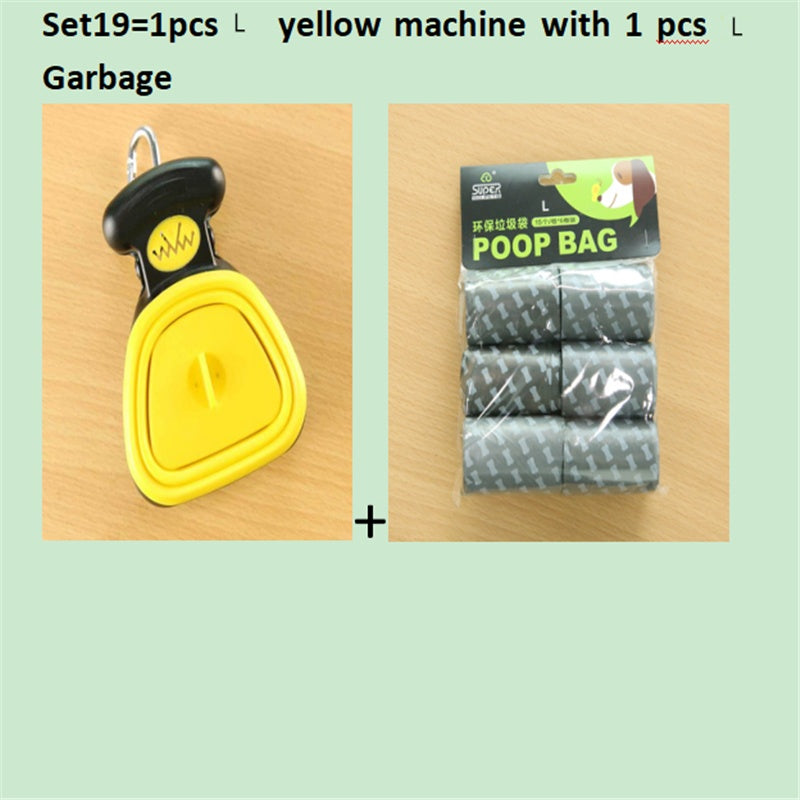 Dog Pet Travel Foldable Pooper Scooper With 1 Roll Pets Gym From House Set 19 YellowLXL