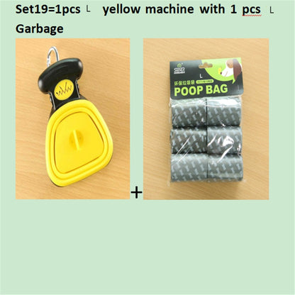 Dog Pet Travel Foldable Pooper Scooper With 1 Roll Pets Gym From House Set 19 YellowLXL